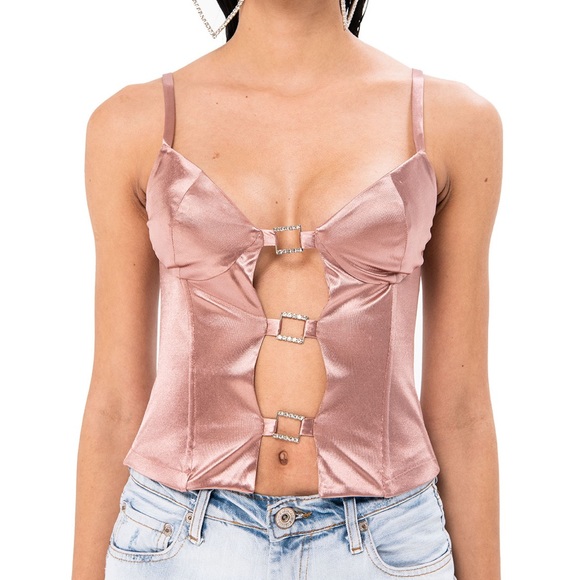 Kiki Riki Rhinestone Buckle Cami Top - Picture 1 of 4